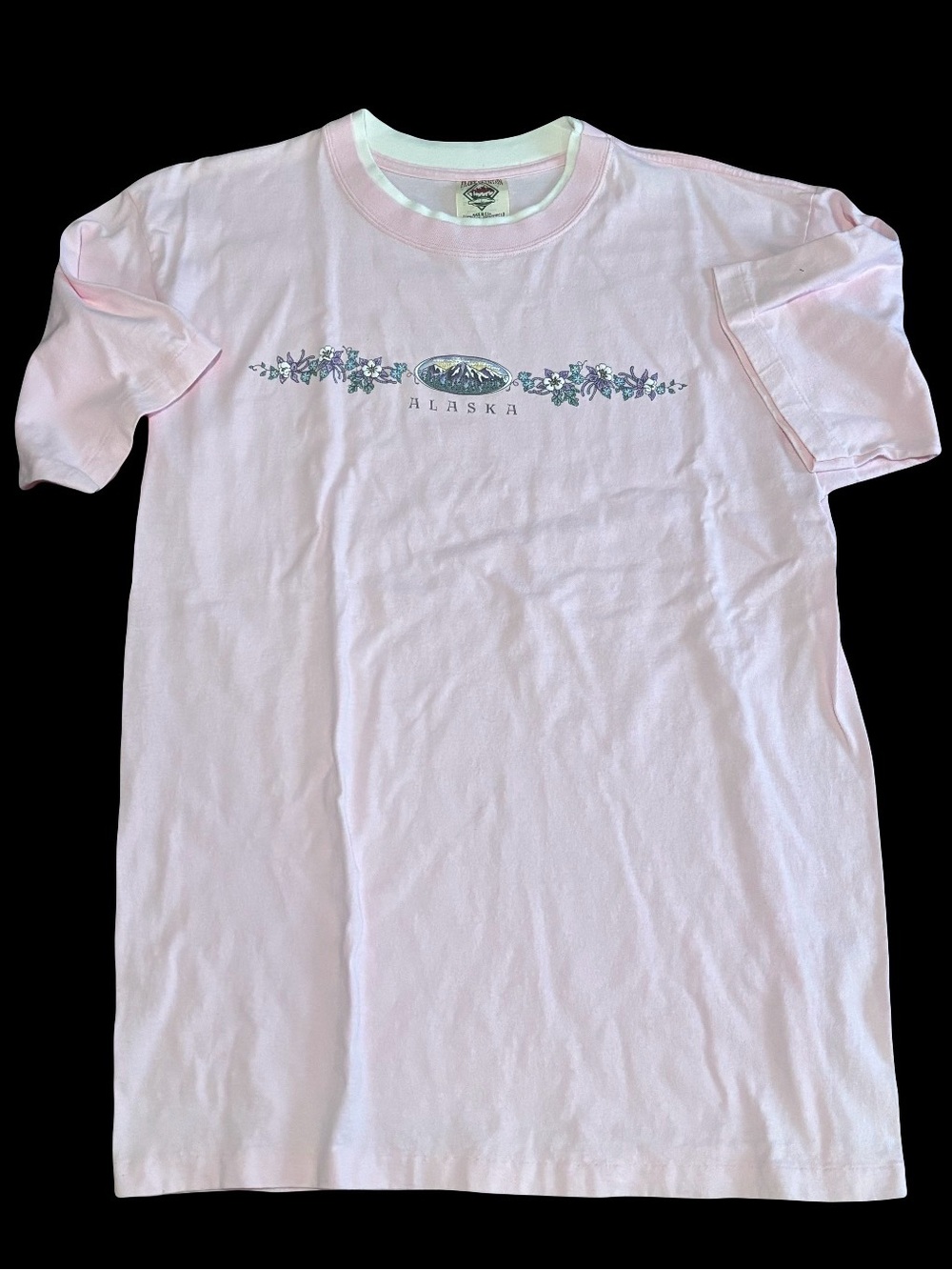 Vintage Size: L Alaska Floral Graphic Tee - Light Pink Top
